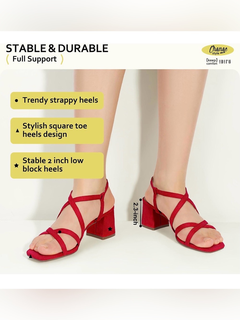 Strappy Chunky Block Square Toe Heels size 7.5 women’s NEW - Picture 4 of 7